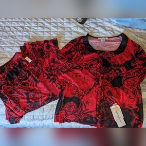 LINEA DONATELLA Floral Cropped 2-Pc. Pajama Set XL